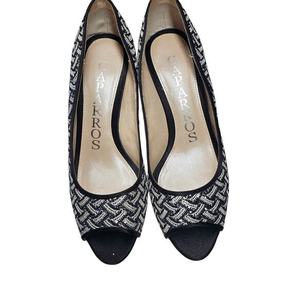 Caparros Silver Metallic "Buffy" Dressy Formal Peep Toe Pumps Size  9.5M - Picture 9 of 9